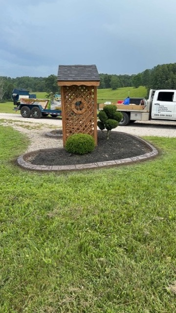 Landscape island finished with mulch and a continuous curbing border